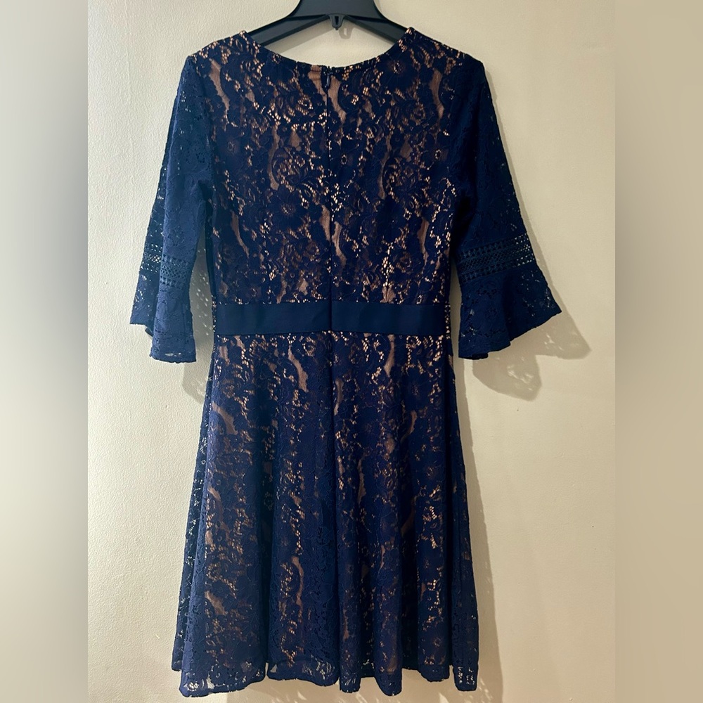 Elegant Navy Lace Dress